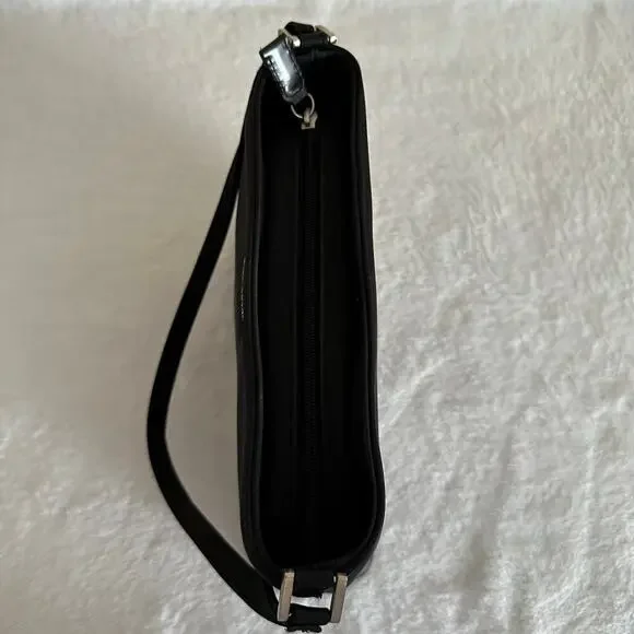 Kate Spade Black Nylon Shoulder Bag Sleek Minimal Y2K Classic Chic Clean Girl - Picture 8 of 16